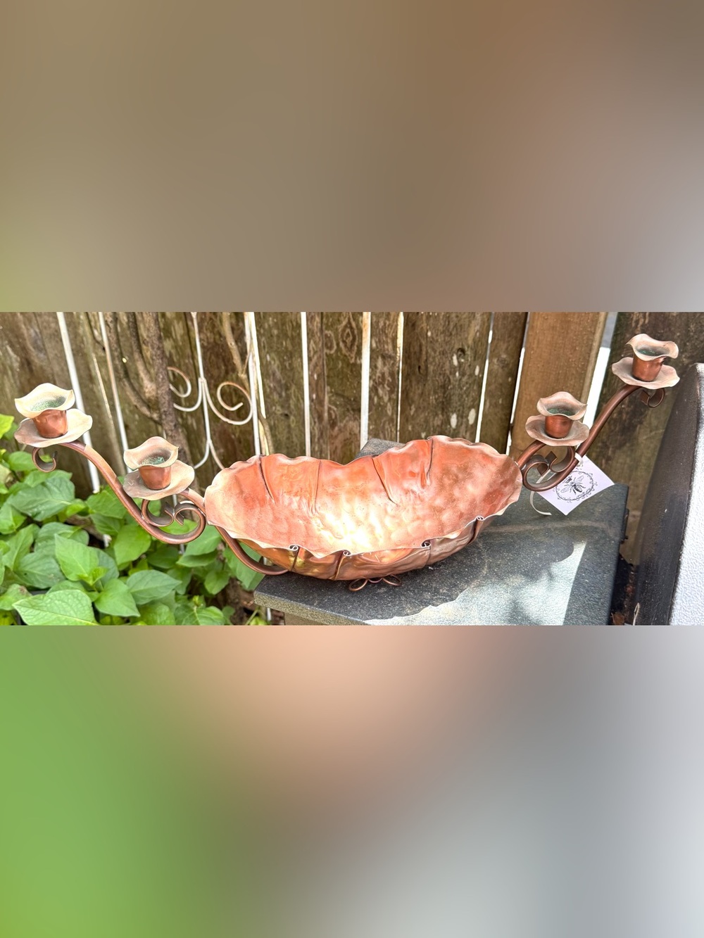 Vintage Gregorian Copper 4 candle Candelabra Bowl/Pod